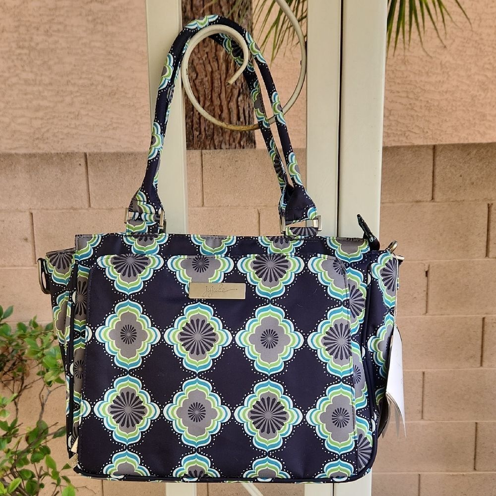 Ju-Ju-Be Blue and Gray Baby Bags with Geometric Design
